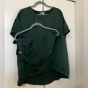 Lunya Washable Silk Tee Set Emerald Green